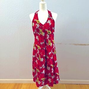 Kaliyog Red Cotton Multicolor Floral Printed Dress